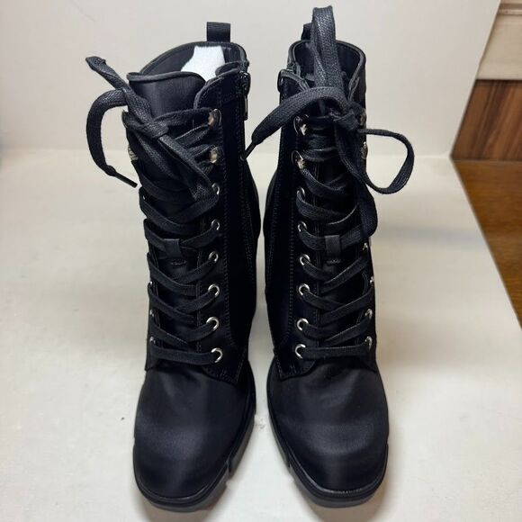 Steve Madden Womens 7.5 M Black Hani Lace Up High Heel Ankle Booties DISPLAY JE5 - Picture 3 of 7